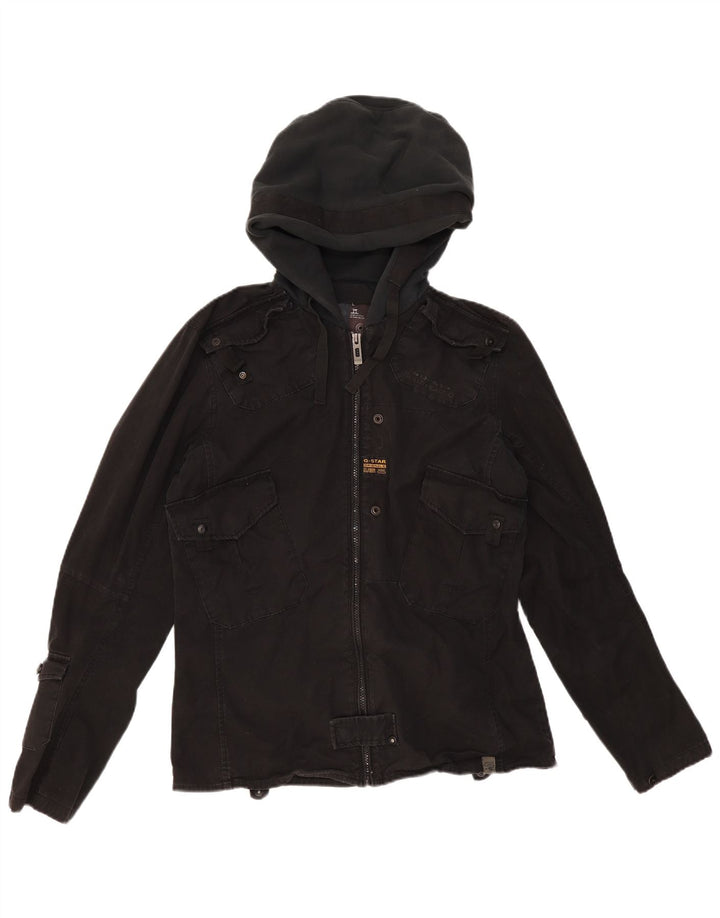 G-STAR Mens Hooded Utility Jacket UK 40 Large Black Cotton