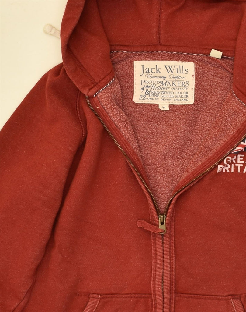 JACK WILLS Mens Zip Hoodie Sweater Medium Burgundy Cotton | Vintage Jack Wills | Thrift | Second-Hand Jack Wills | Used Clothing | Messina Hembry 