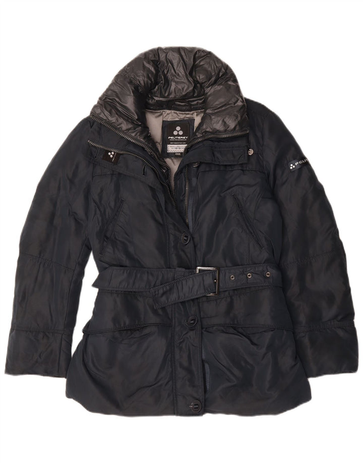 PEUTEREY Womens Padded Jacket UK 22 3XL Navy Blue Polyethylene
