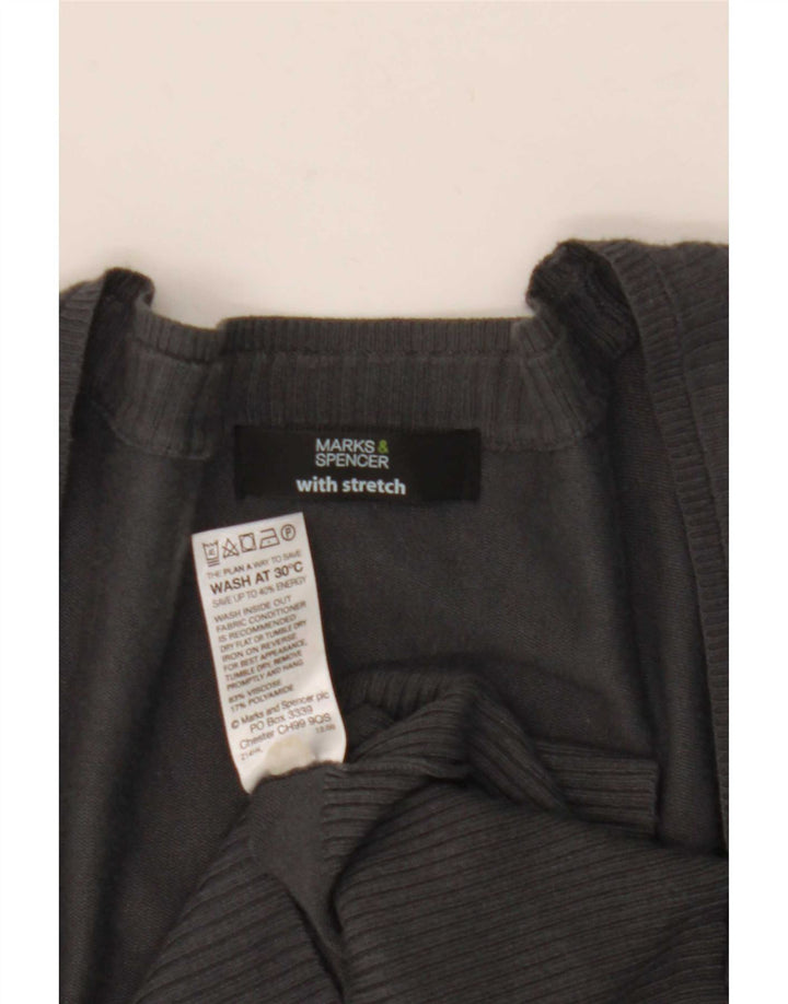 Marks & Spencer Womens Longline Cardigan Sweater UK 12 Medium Grey Viscose