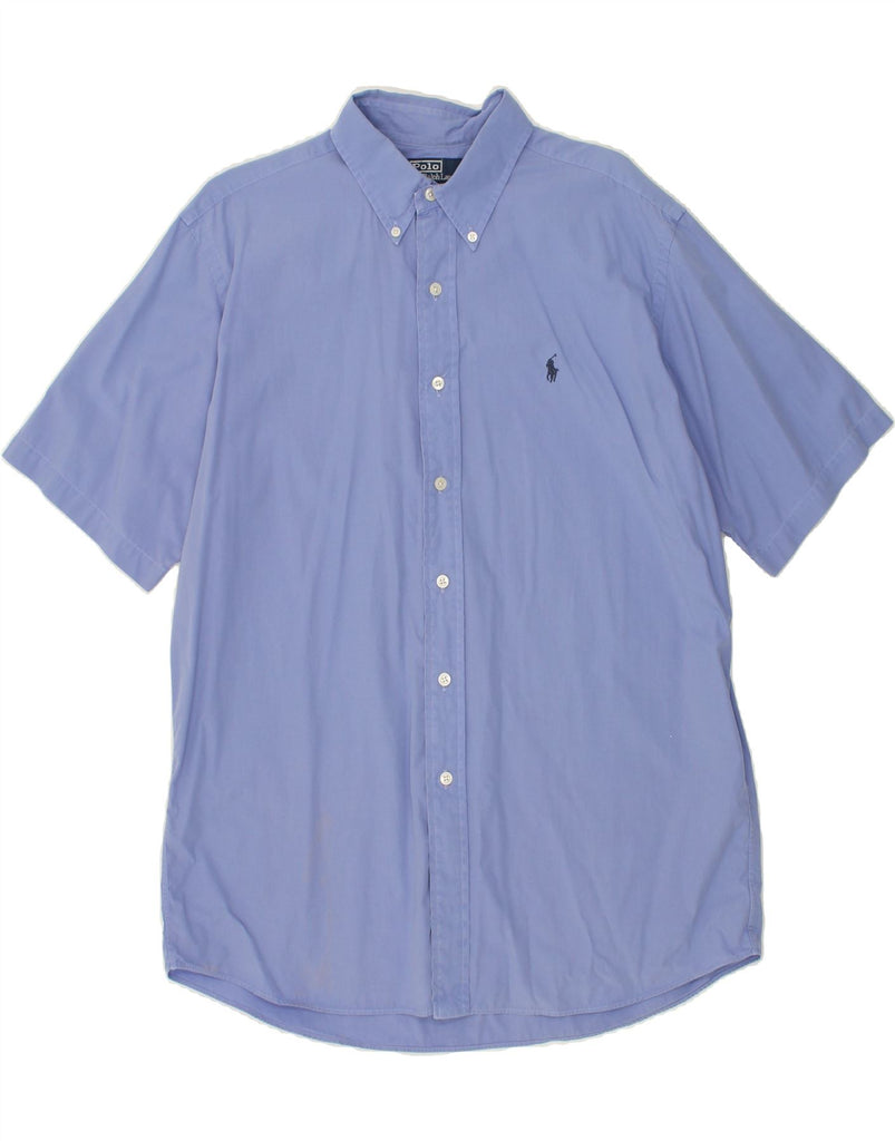 POLO RALPH LAUREN Mens Ellington Short Sleeve Shirt Large Blue Cotton Vintage Polo Ralph Lauren and Second-Hand Polo Ralph Lauren from Messina Hembry 