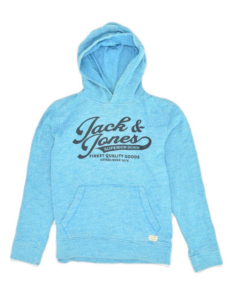 JACK & JONES Mens Graphic Hoodie Jumper Small Blue Cotton | Vintage Jack & Jones | Thrift | Second-Hand Jack & Jones | Used Clothing | Messina Hembry 