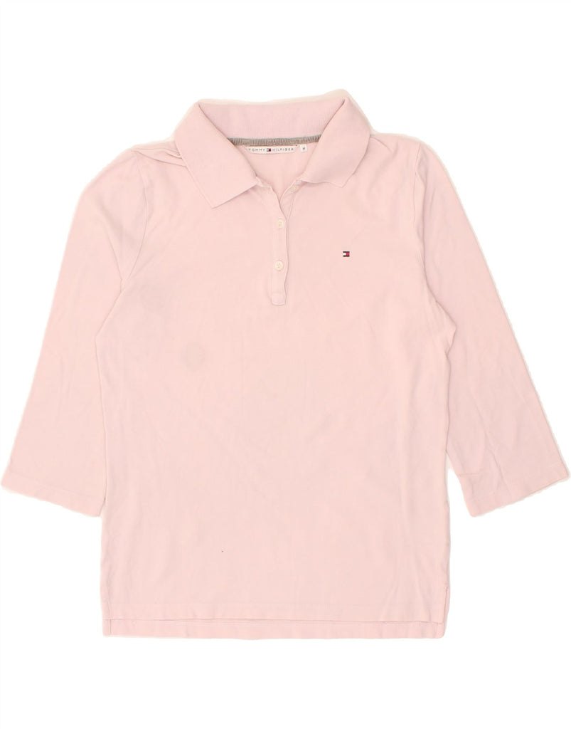 TOMMY HILFIGER Womens 3/4 Sleeve Polo Shirt UK 12 Medium Pink Cotton | Vintage Tommy Hilfiger | Thrift | Second-Hand Tommy Hilfiger | Used Clothing | Messina Hembry 