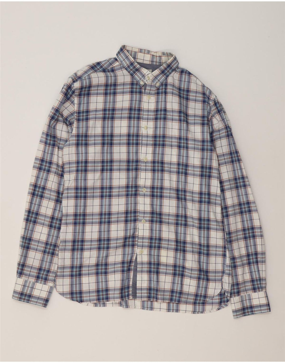 JACK & JONES Mens Flannel Shirt Large Blue Check Cotton Vintage Jack & Jones and Second-Hand Jack & Jones from Messina Hembry 