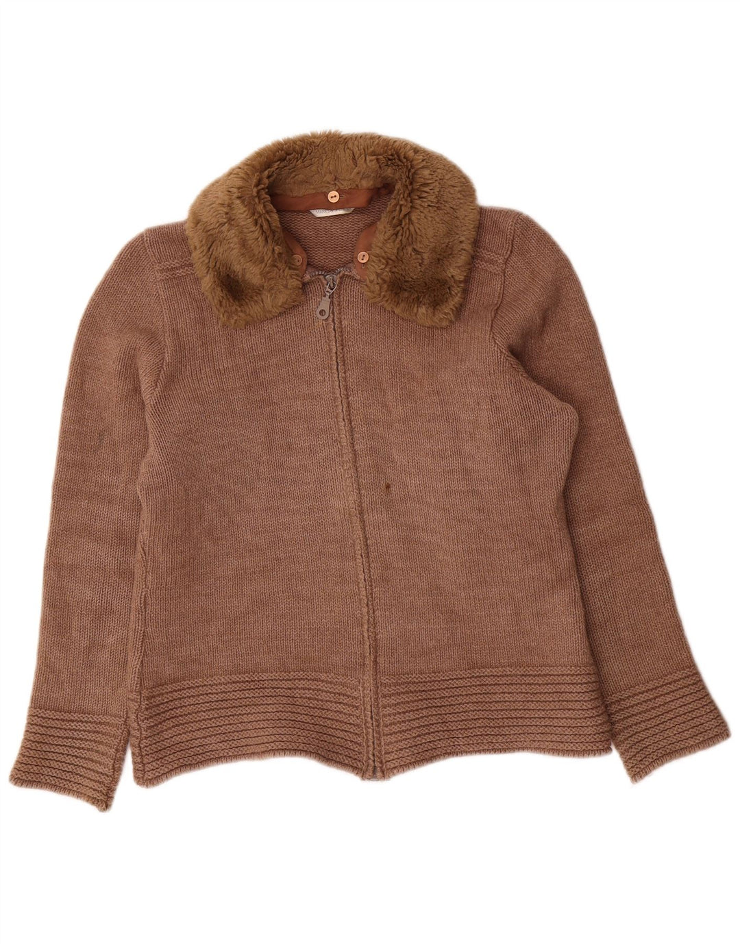 Marks & Spencer Womens Cardigan Sweater SUK 14 Medium Brown Wool