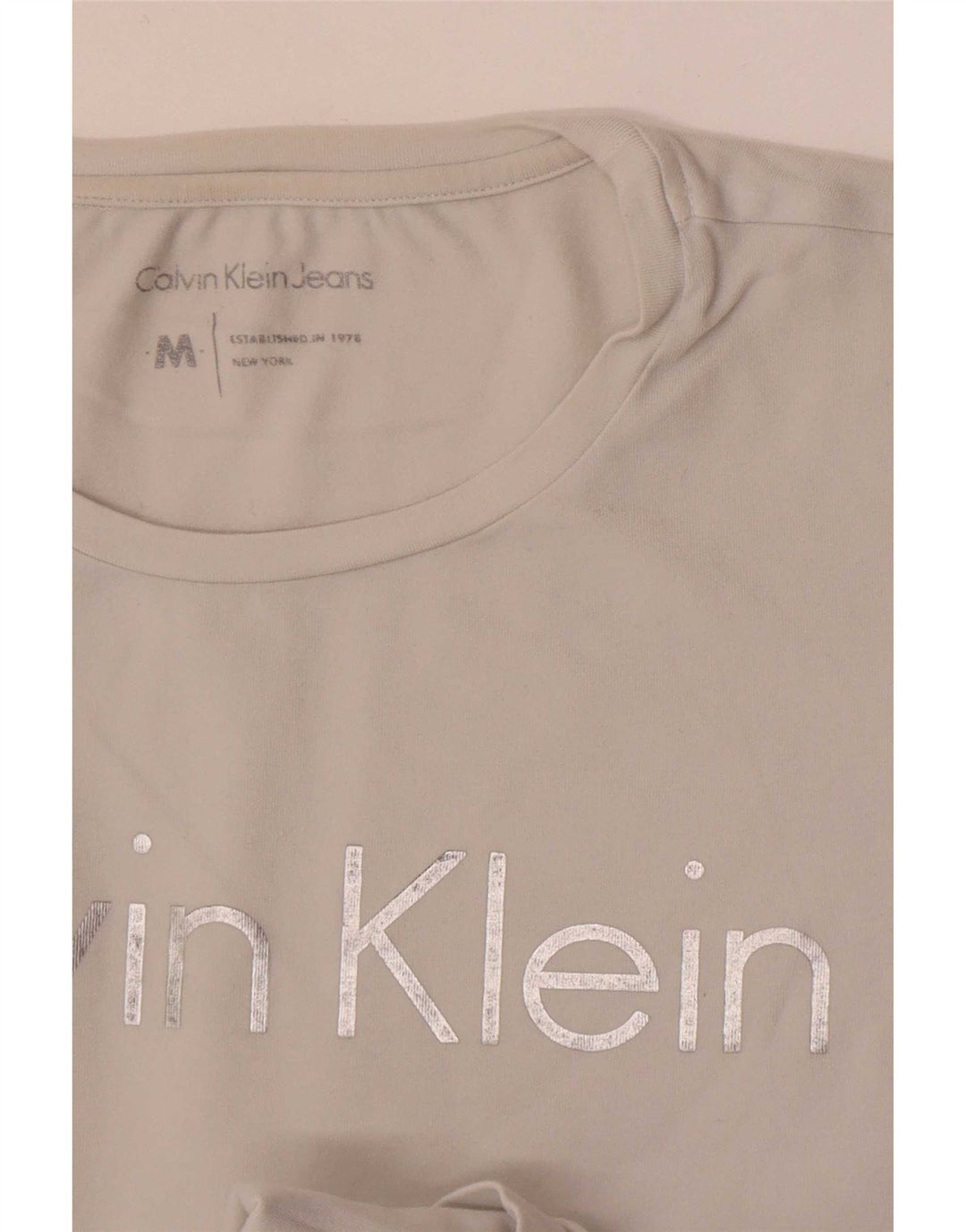 Calvin Klein Jeans Womens Graphic T-Shirt Top UK 12 Medium White
