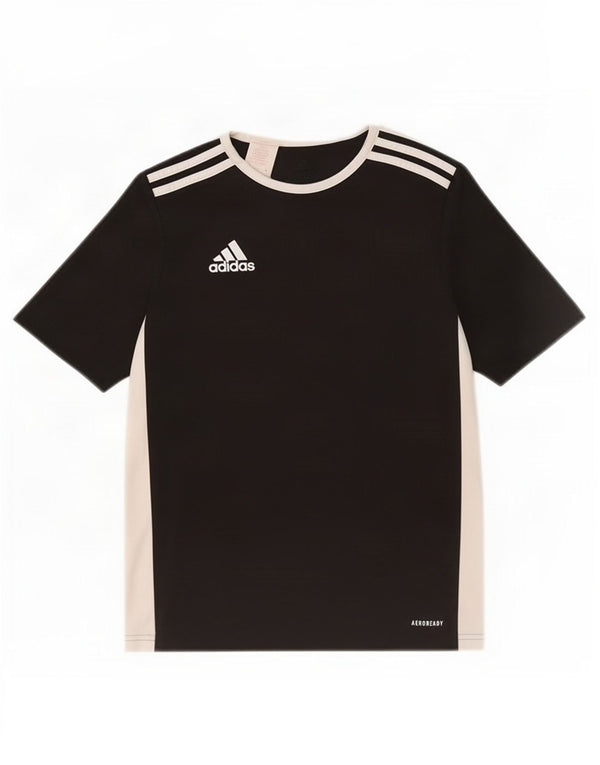 Adidas Boys Aeroready T-Shirt Top 13-14 Years Black Colourblock Polyester