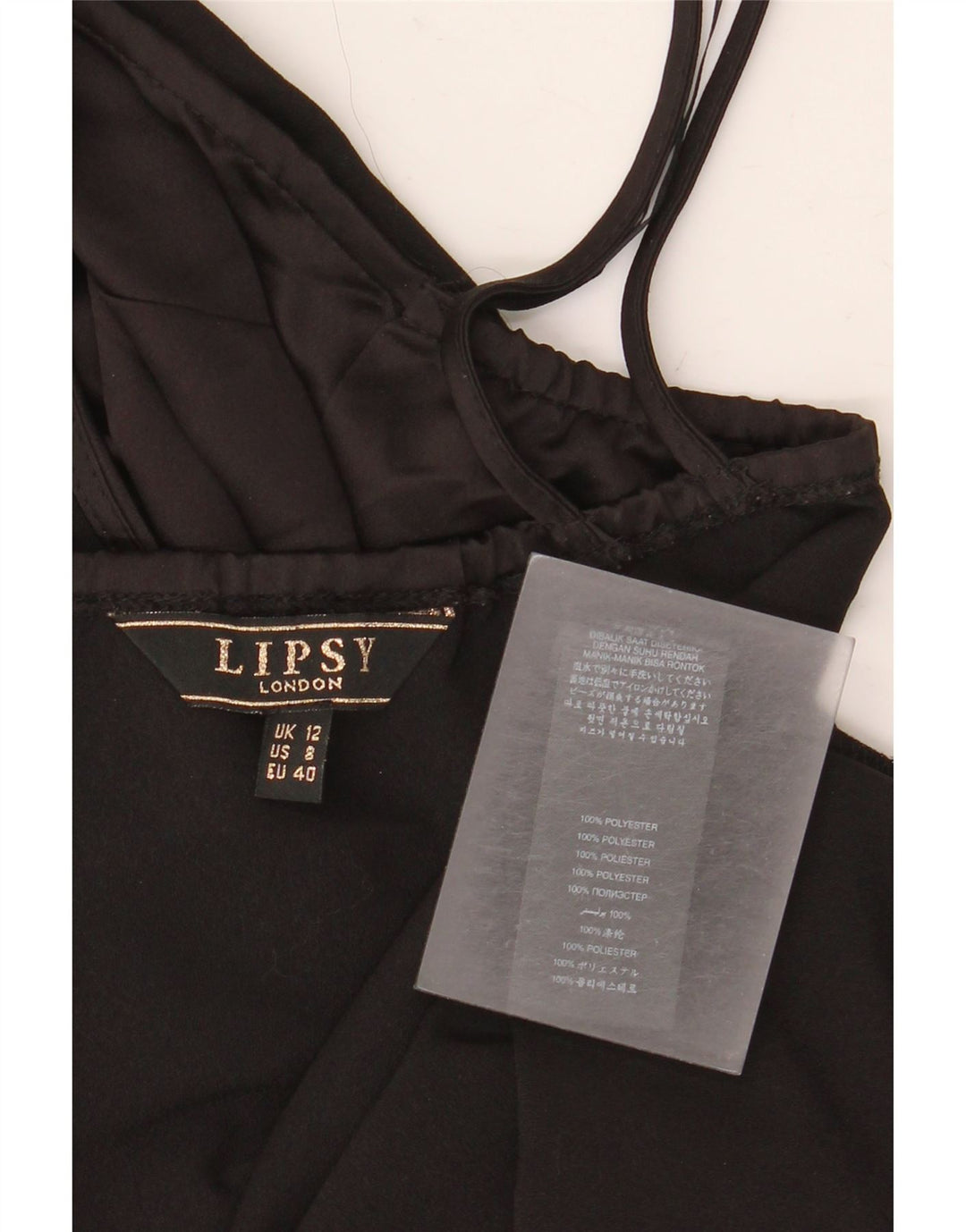 Lipsy Womens Crop Halter Top UK 12 Medium Black Polyester