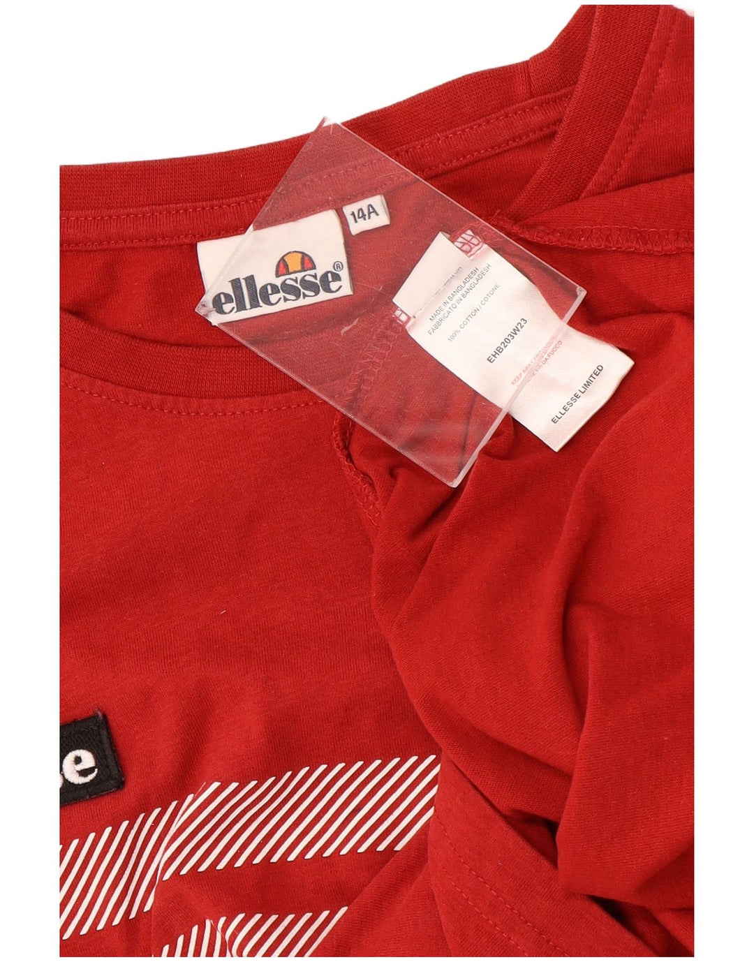 Ellesse Boys Top Long Sleeve 13-14 Years Red Striped Cotton