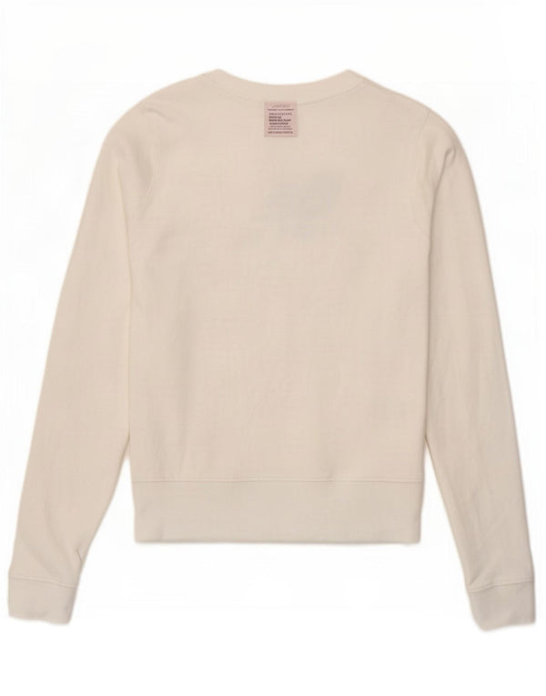 New Balance Womens Graphic Sweatshirt Jumper UK 10 Small White Cotton