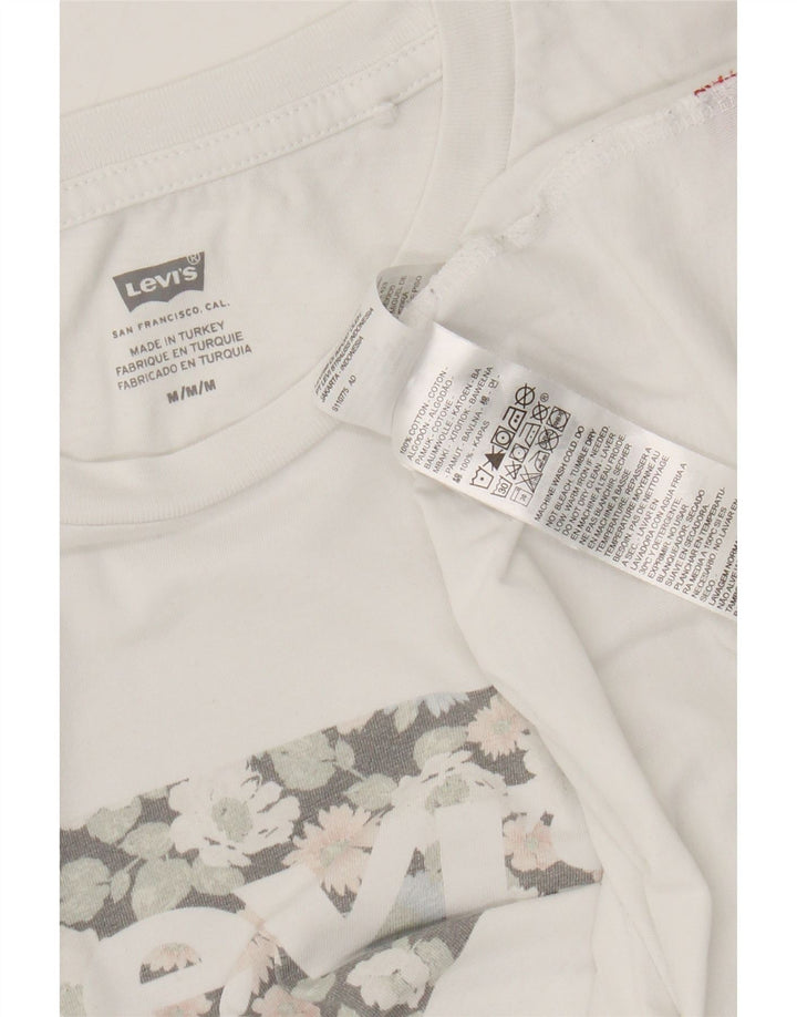 Levi's Womens Graphic T-Shirt Top UK 12 Medium White Cotton