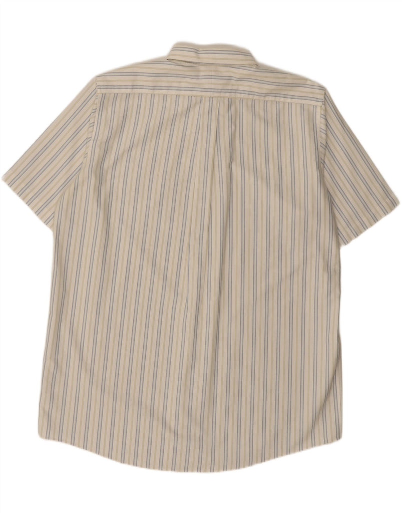 L.L.BEAN Mens Short Sleeve Shirt Size 17 1/2 XL White Striped Cotton Vintage L.L.Bean and Second-Hand L.L.Bean from Messina Hembry 