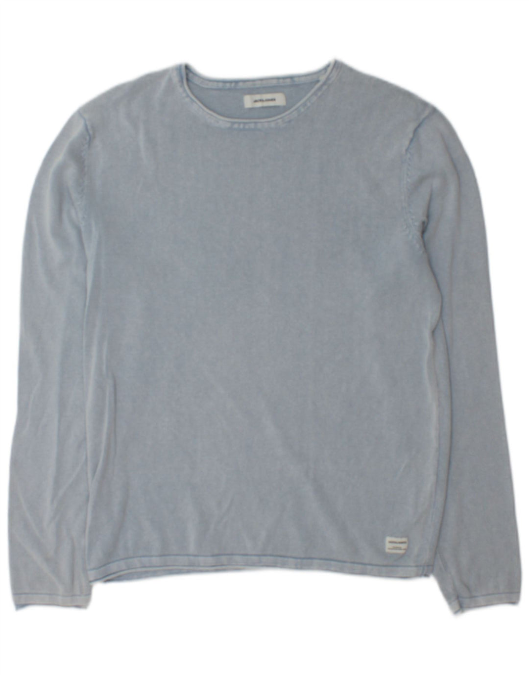 Jack & Jones Mens Boat Neck Jumper Sweater Medium Blue Cotton