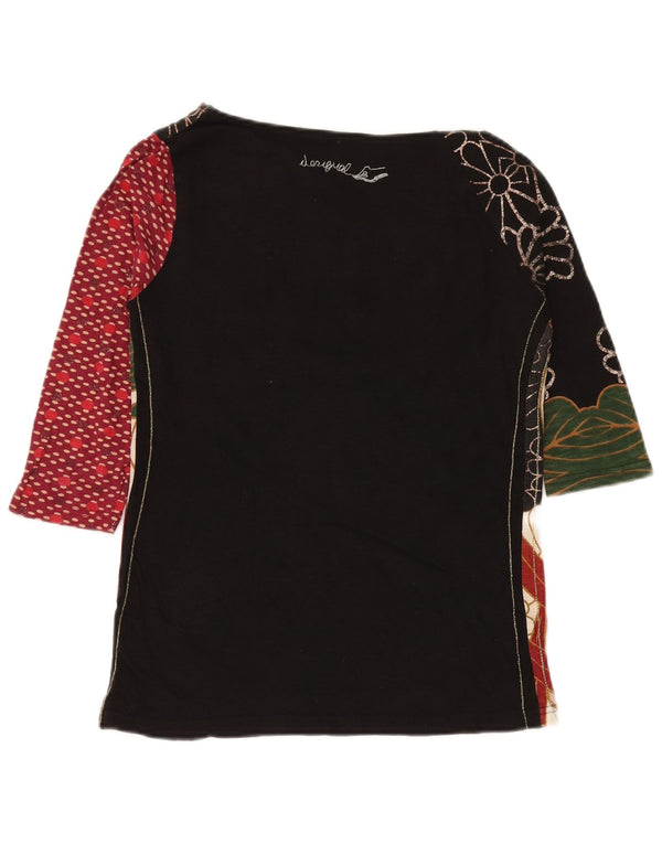 Desigual Womens Graphic Top 3/4 Sleeve UK 10 Small Multicoloured Floral