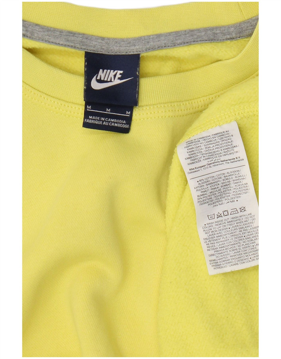 Nike Mens Sweatshirt Jumper Medium Yellow Cotton