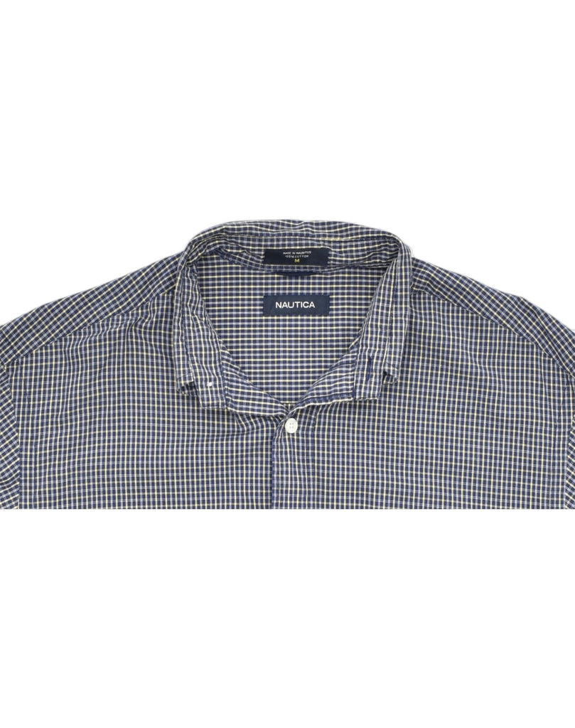 NAUTICA Mens Shirt Medium Navy Blue Check Cotton | Vintage | Thrift | Second-Hand | Used Clothing | Messina Hembry 