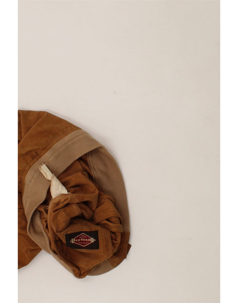 VINTAGE Womens Suede Bomber Jacket UK 12 Medium Brown Leather Vintage Vintage and Second-Hand Vintage from Messina Hembry 