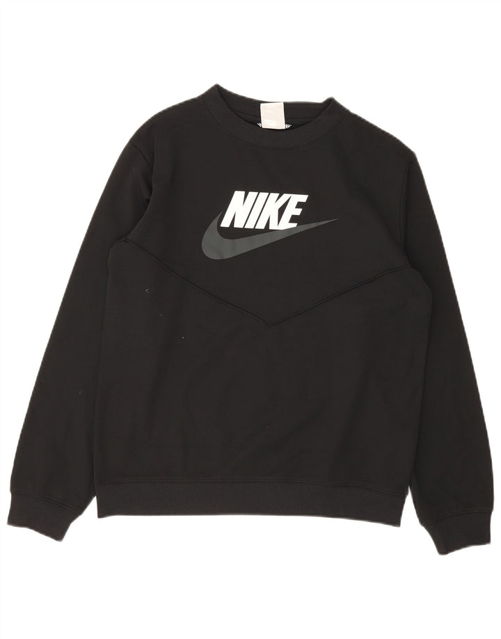 Nike Boys Graphic Sweatshirt Jumper 13-14 Years Black Polyester