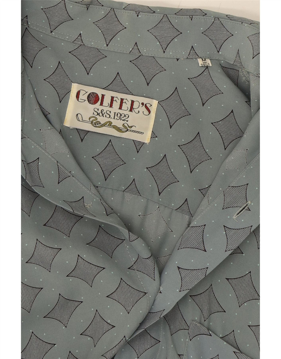 GOLFER'S Mens Shirt Medium Grey Geometric Vintage Golfer's and Second-Hand Golfer's from Messina Hembry 