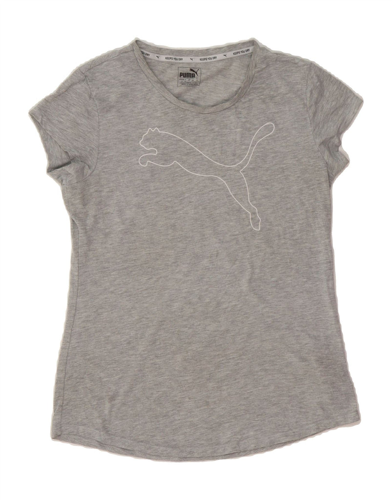 PUMA Womens Graphic T-Shirt Top UK 14 Medium Grey Flecked Polyester Vintage Puma and Second-Hand Puma from Messina Hembry 