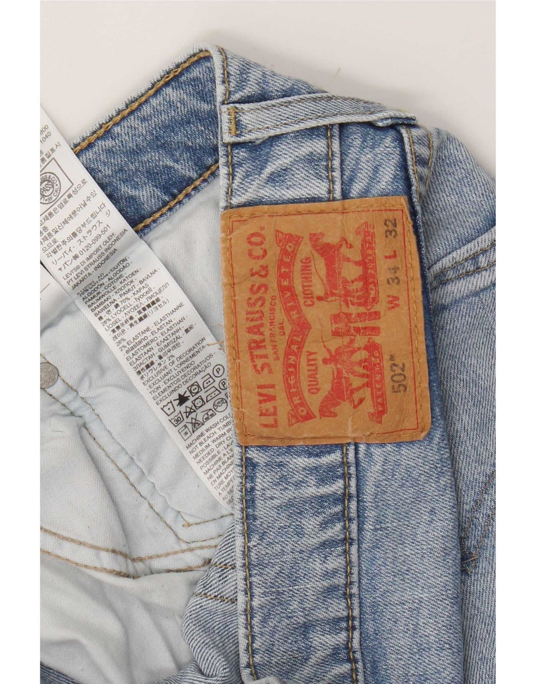 Levi's Mens 502 Tapered Jeans W34 L32 Blue Cotton