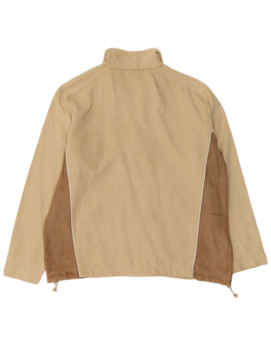 Diadora Womens Velour Tracksuit Top Jacket UK 14 Large Beige Colourblock