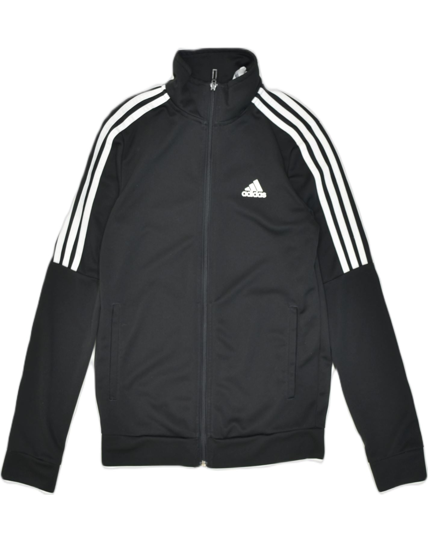 ADIDAS Womens Tracksuit Top Jacket UK 8/10 Small Black Polyester