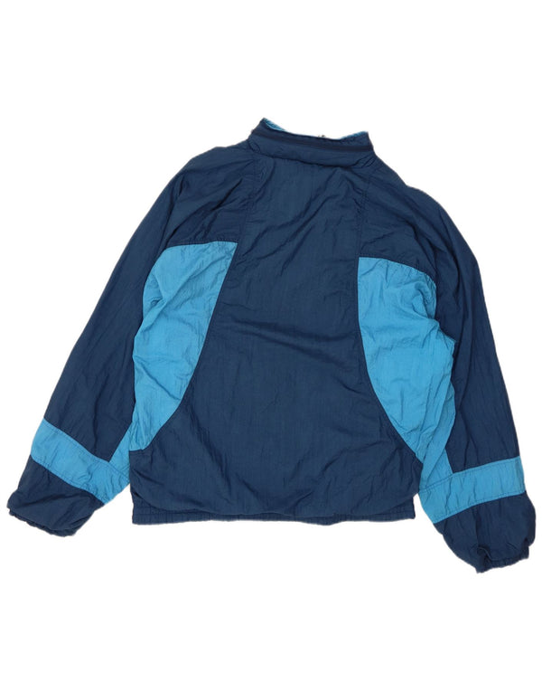 DIADORA Mens Tracksuit Top Jacket Medium Navy Blue Colourblock Nylon