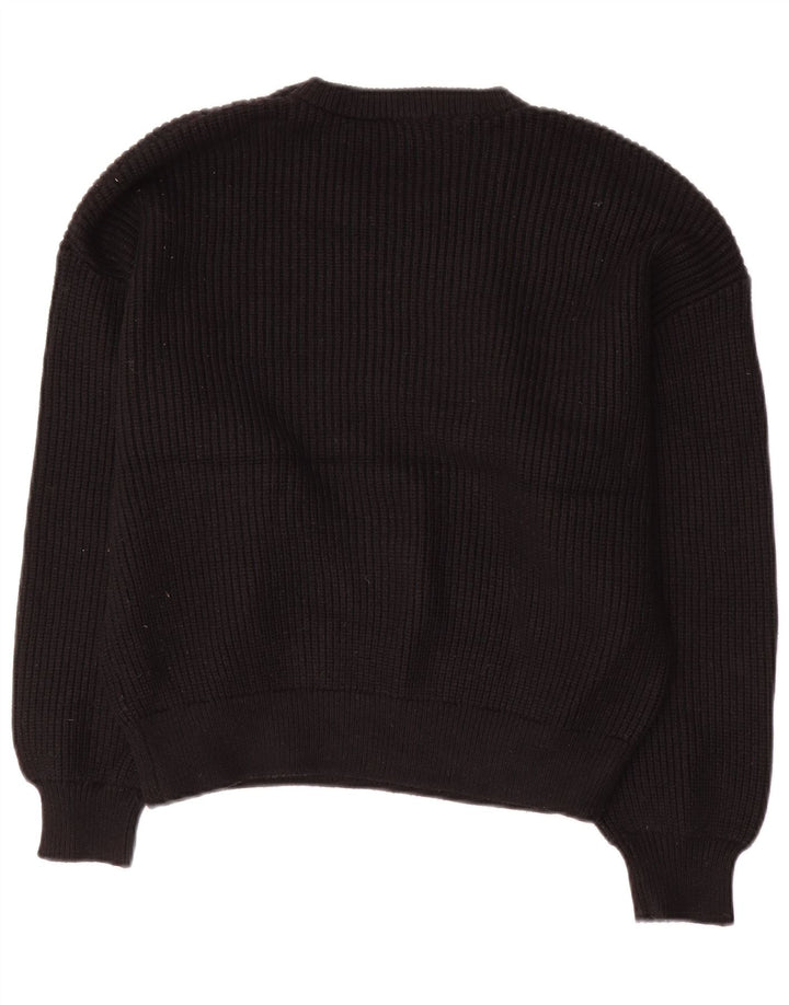 Zara Womens Crew Neck Jumper Sweater UK 14 Medium Black Viscose