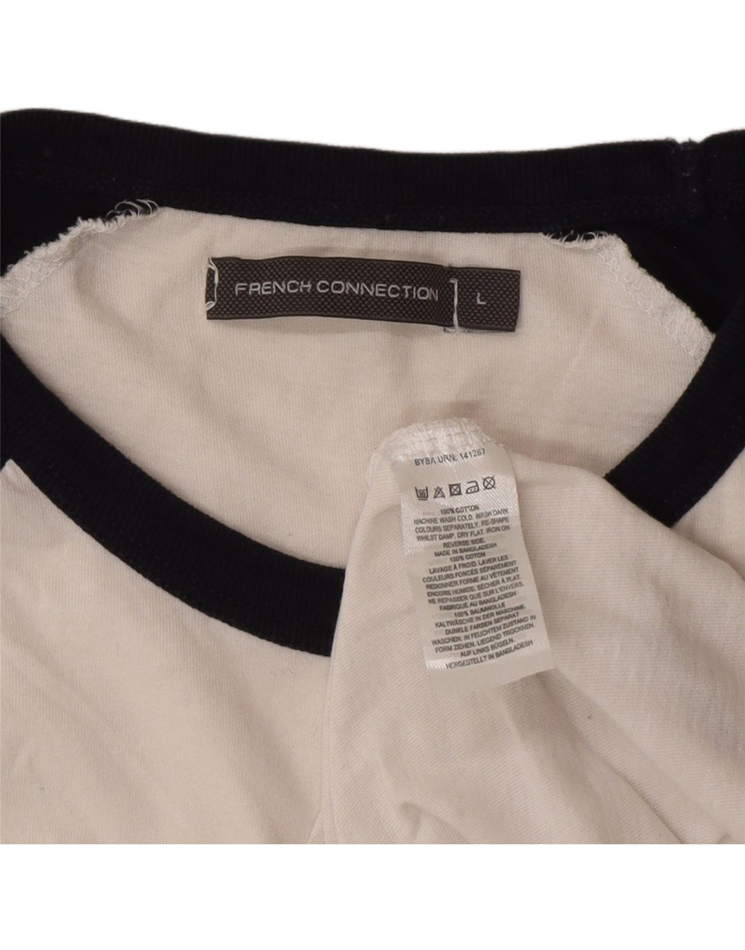 French Connection Womens T-Shirt Top Large White Colourblock Cotton