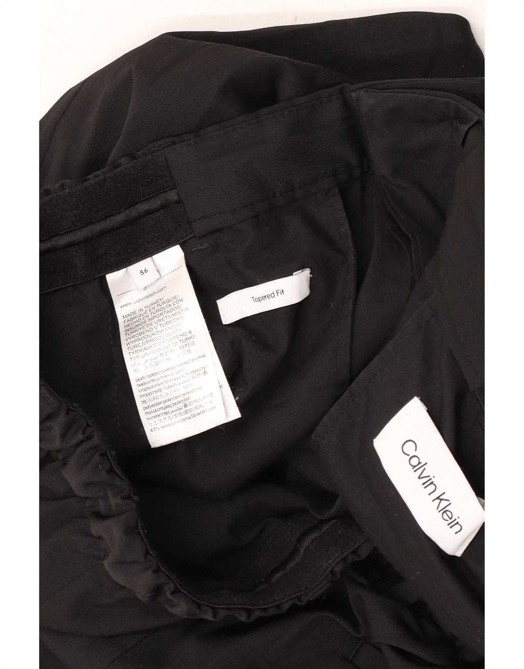 Calvin Klein Mens Tapered Chino Trousers W36 L30 Black Polyester
