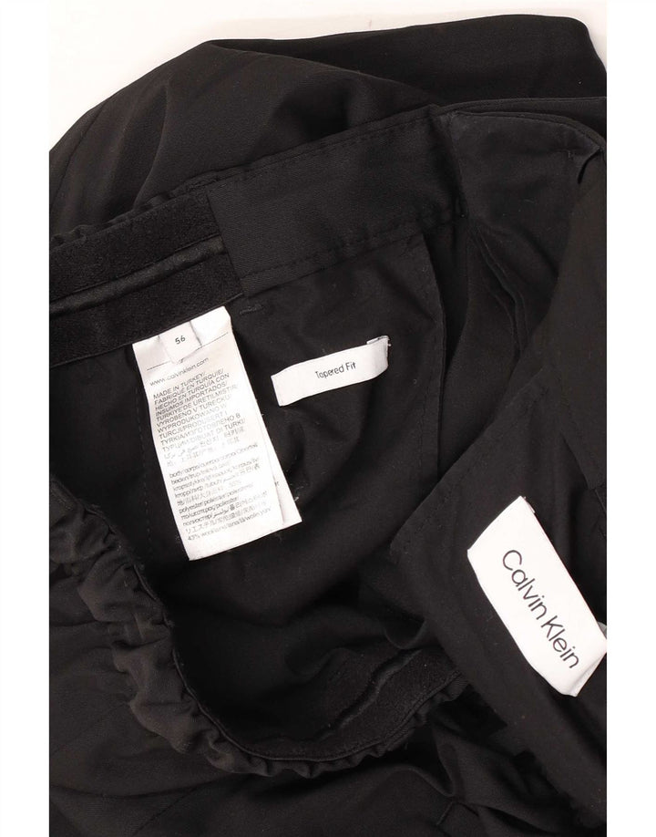 Calvin Klein Mens Tapered Chino Trousers W36 L30 Black Polyester