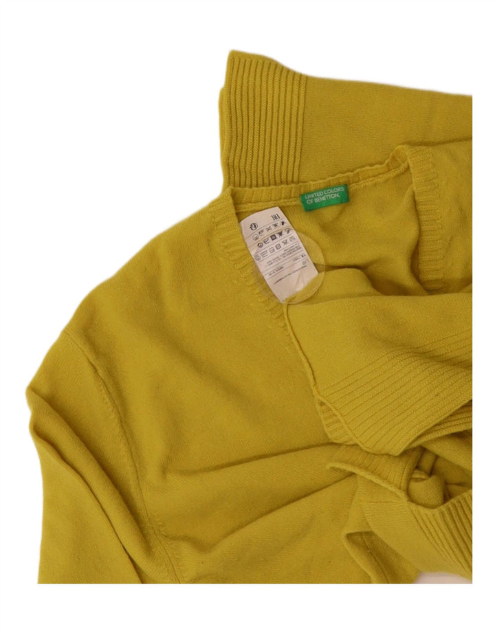 BENETTON Womens V-Neck Jumper Sweater UK 16 Large Yellow Wool Vintage Benetton and Second-Hand Benetton from Messina Hembry 