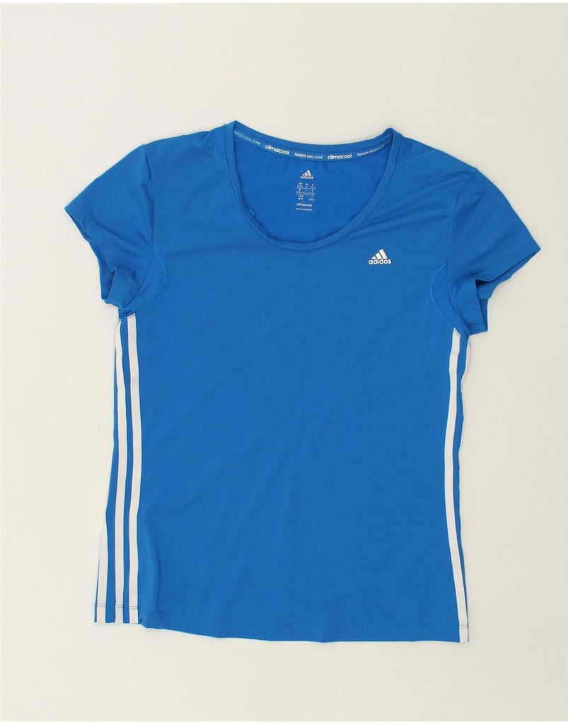 ADIDAS Womens Climacool T-Shirt Top UK 12/14 Medium Blue Nylon | Vintage Adidas | Thrift | Second-Hand Adidas | Used Clothing | Messina Hembry 