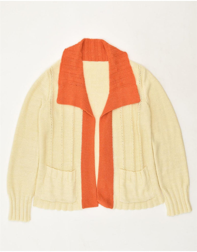 VINTAGE Womens Cardigan Sweater UK 18 XL Off White Colourblock | Vintage Vintage | Thrift | Second-Hand Vintage | Used Clothing | Messina Hembry 