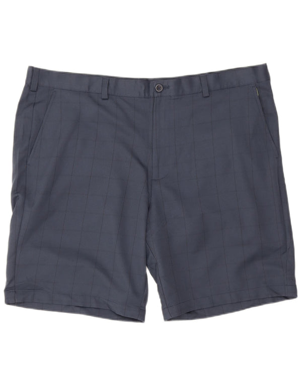 Izod Mens Golf Chino Shorts  W40 XL Navy Blue Check Polyester