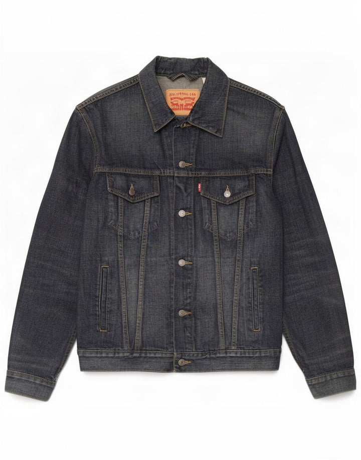 Levi's Mens Denim Jacket UK 40 Large Navy Blue Cotton