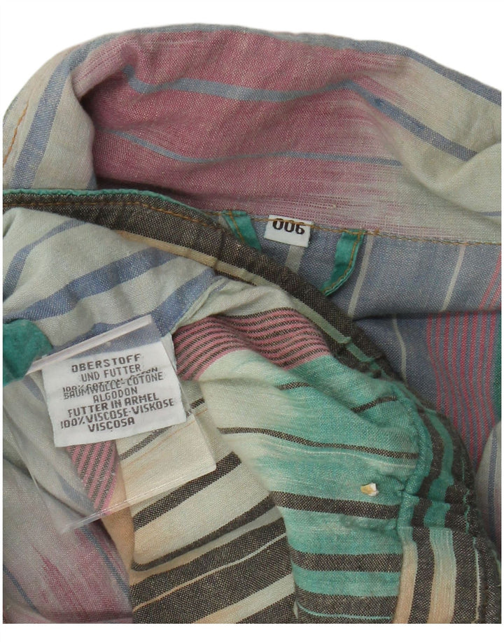 VINTAGE Mens Bomber Jacket UK 42 XL Green Striped Cotton