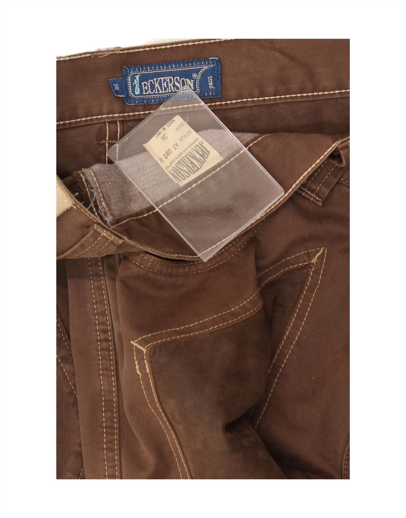JECKERSON Mens Straight Casual Trousers W36 L35 Brown Polyester Vintage Jeckerson and Second-Hand Jeckerson from Messina Hembry 