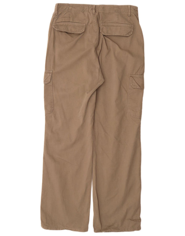 Zara Womens Loose Fit Cargo Trousers EU 42 Large W32 L31 Beige Cotton