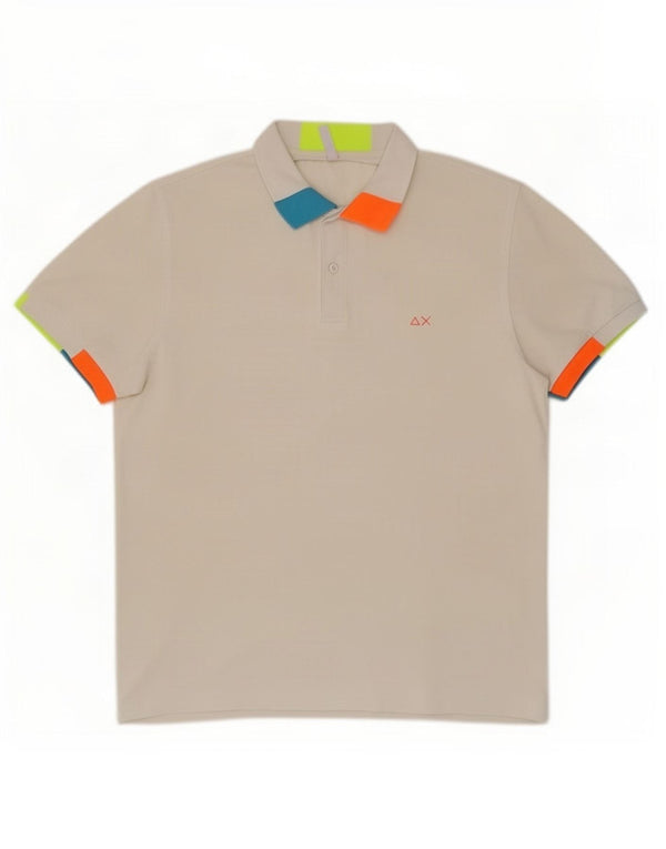 Sun68 Mens Polo Shirt 2XL White Colourblock Cotton