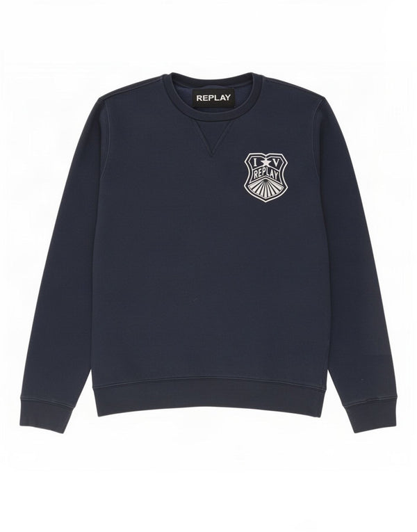 Replay Mens Sweatshirt Jumper Medium Navy Blue Cotton