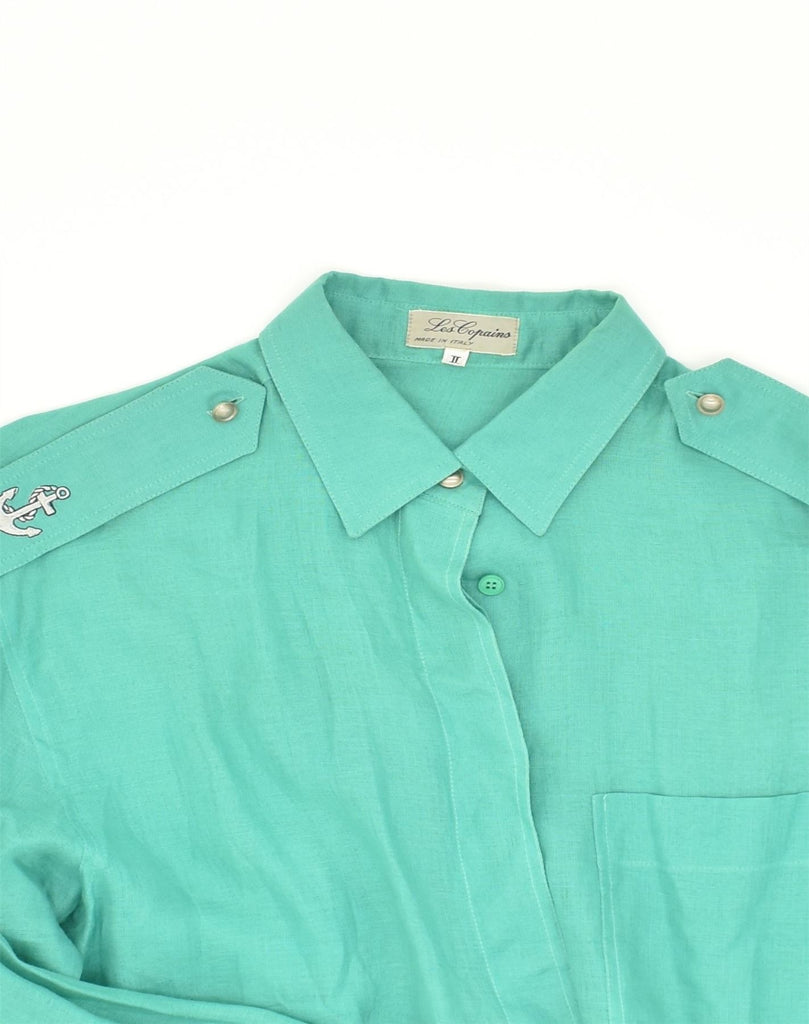 LES COPAINS Womens Shirt UK 16 Large Green Flax | Vintage Les Copains | Thrift | Second-Hand Les Copains | Used Clothing | Messina Hembry 