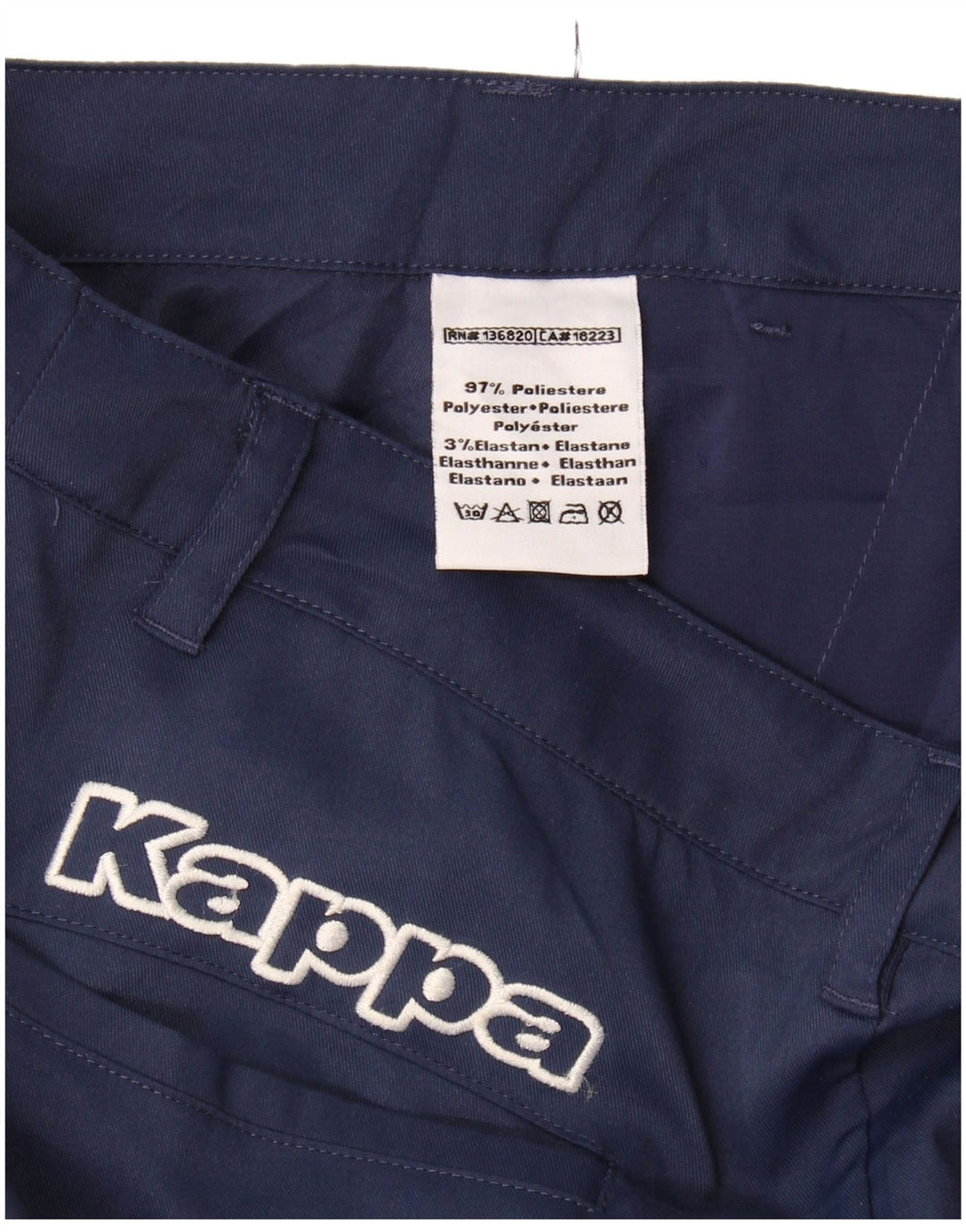 Kappa Womens Graphic Straight Chino Trousers W34 L29 Navy Blue Polyester