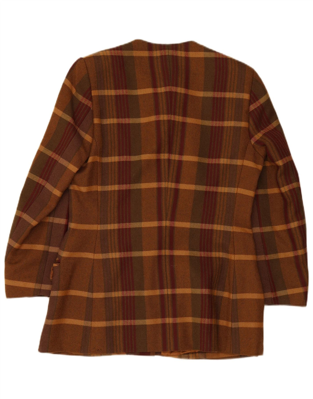 VINTAGE Womens 5 Button Blazer Jacket UK 14 Medium Brown Plaid