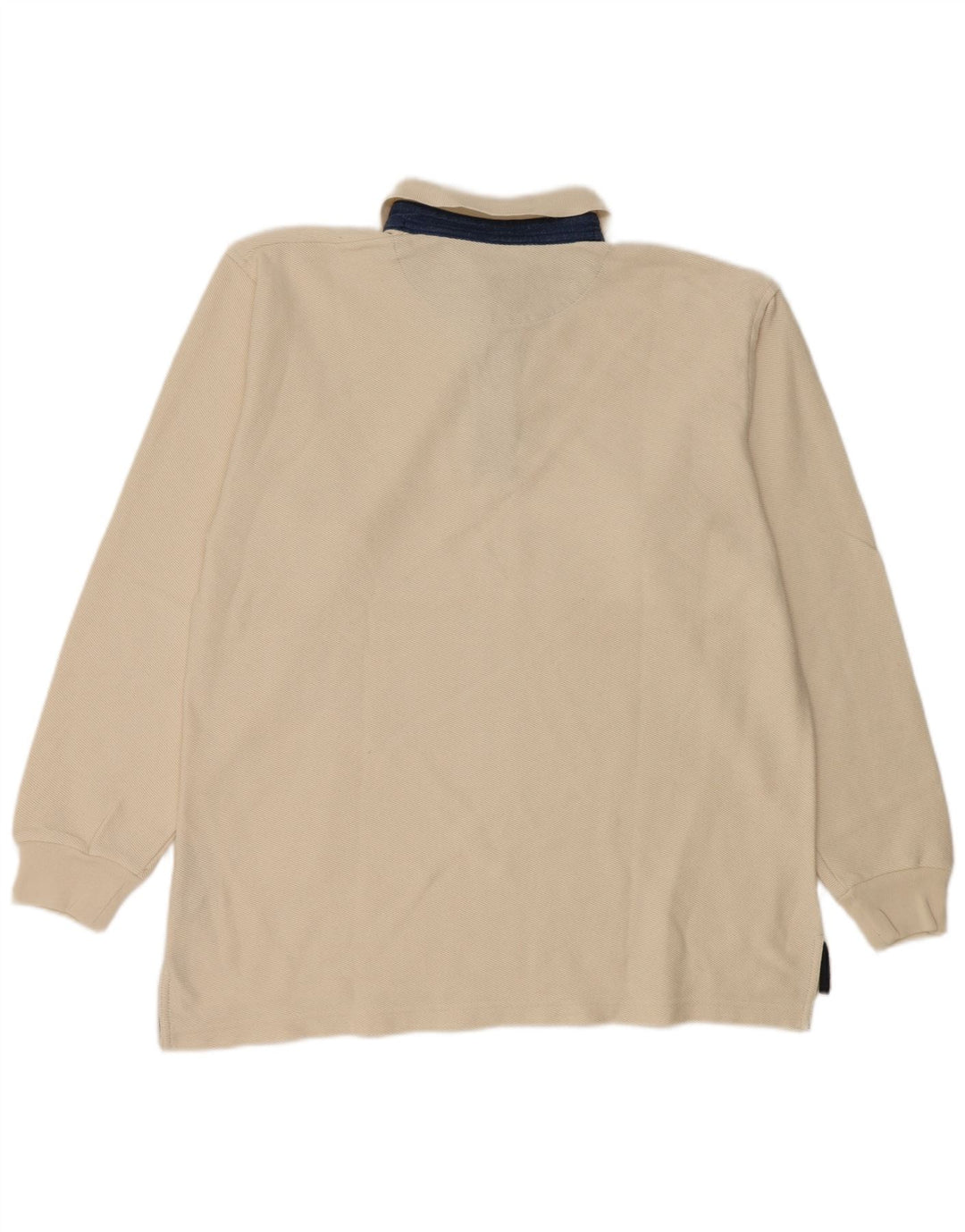 Slam Mens Long Sleeve Rugby Polo Shirt Medium Beige Cotton