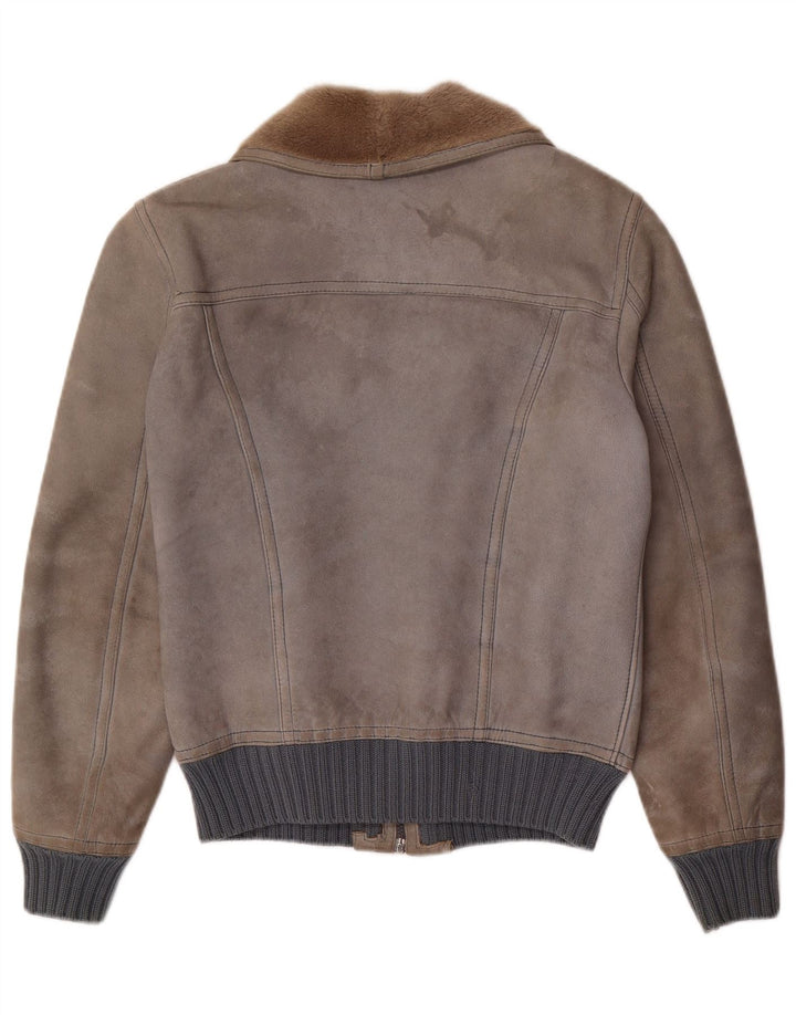 VINTAGE Mens Shearling Jacket IT 48 Medium Grey Shearling
