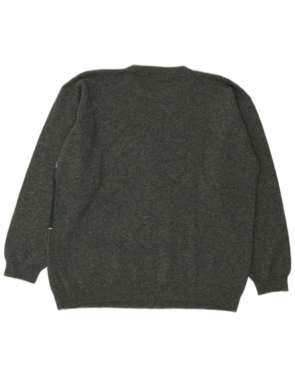 Marks & Spencer Mens Crew Neck Jumper Sweater Large Green Colourblock