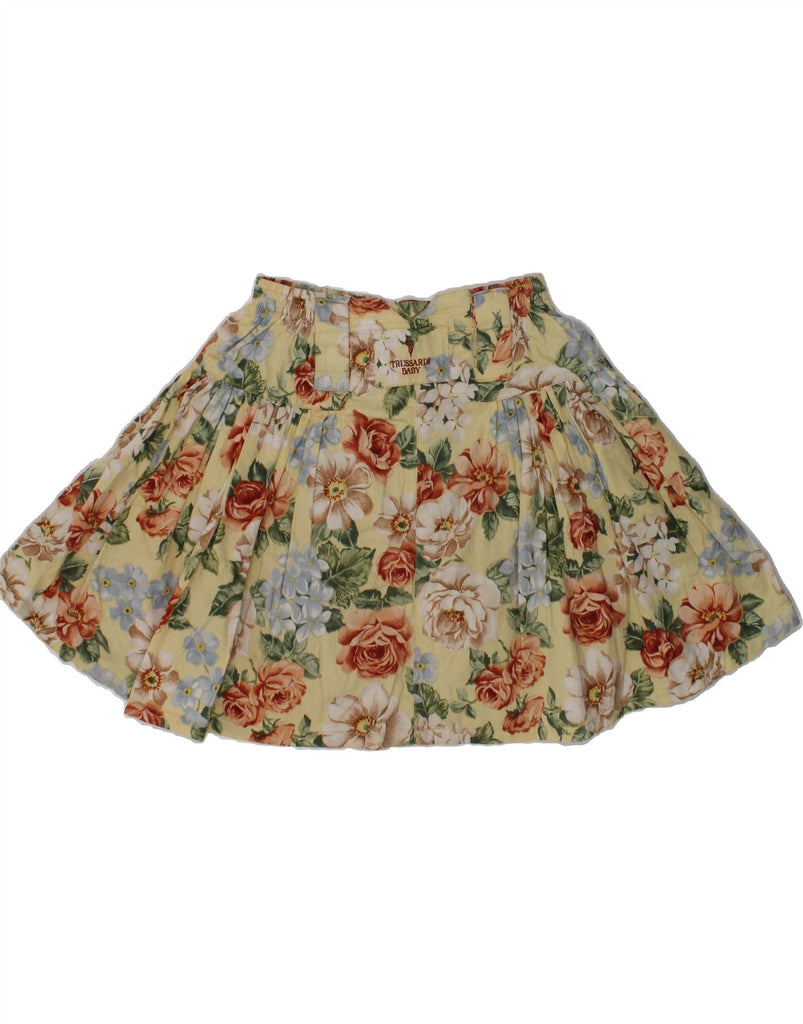 TRUSSARDI Girls Pleated Skirt 4-5 Years W22 Beige Floral Cotton | Vintage Trussardi | Thrift | Second-Hand Trussardi | Used Clothing | Messina Hembry 