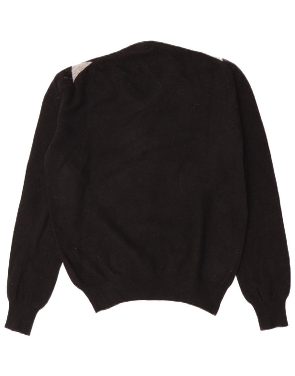 Kappa Mens V-Neck Jumper Sweater Medium Black Argyle/Diamond